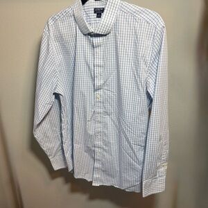 J. Crew White and Blue Grid Dress Shirt